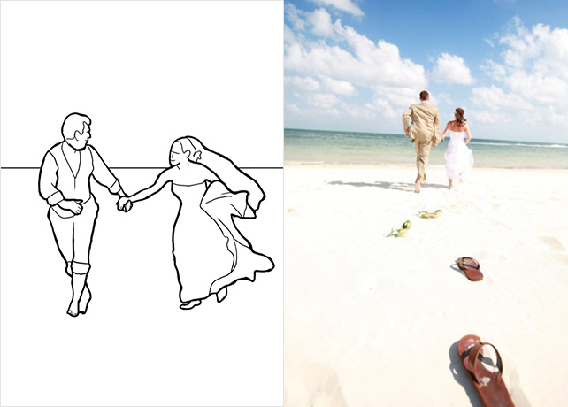 20 лучших поз для свадебной фотосессии, молодожёны бегут по пляжу