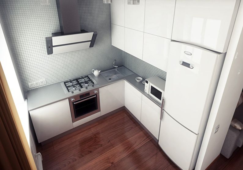 Идеи размещения холодильника - дизайн маленькой кухни