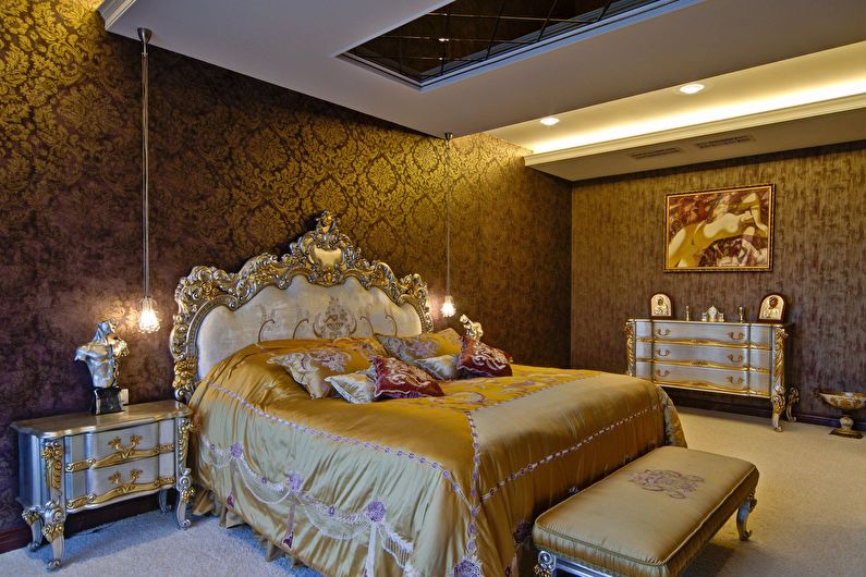 Классическая спальня в золотом цвете - Дизайн интерьера