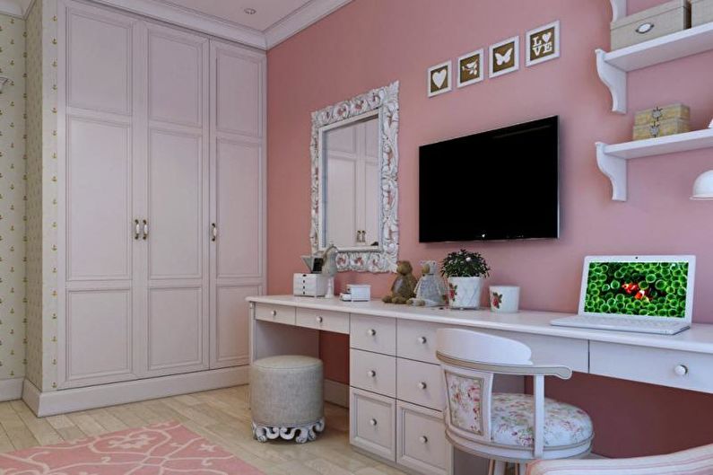 Дизайн розовой детской комнаты - Мебель