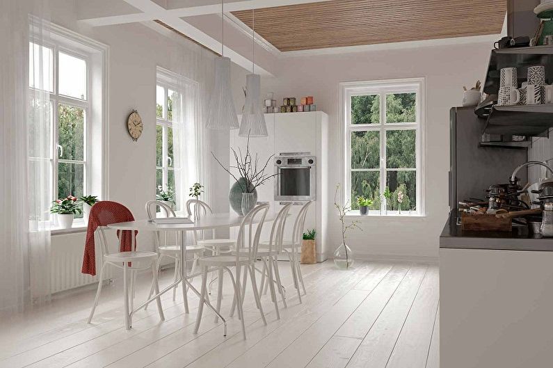 Белая кухня в стиле лофт - Дизайн интерьера