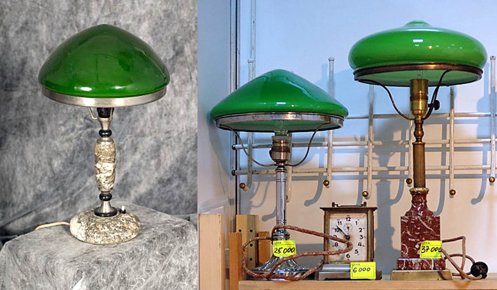 "Зеленые" настольные лампы класса люкс антикварная и современные