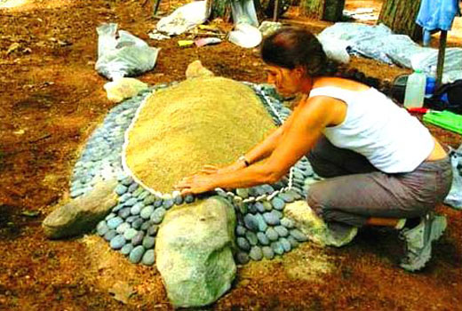 Поделки для сада - Черепаха из камней 