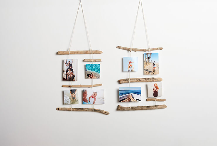 Beach wood is used for a hanging frame