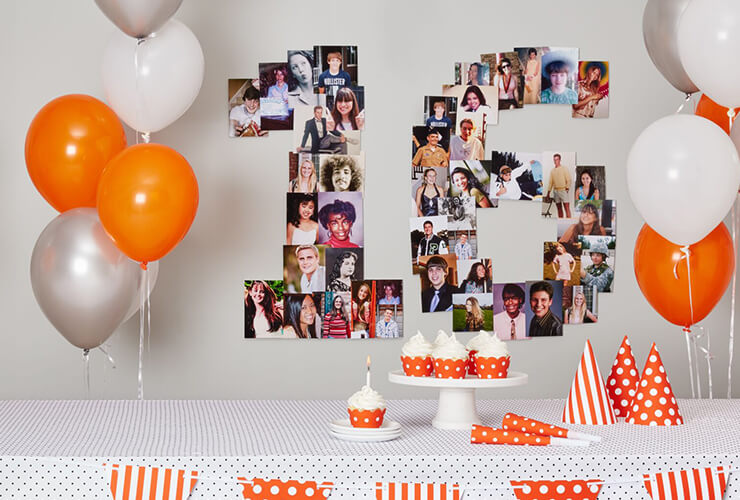 Photos are arranged in the shape of numbers to celebrate a birthday
