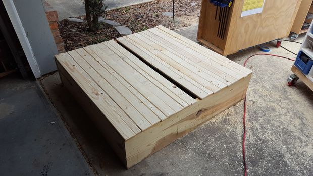 Sand Box W/ Lid That Opens Into Bench and a Canopy 