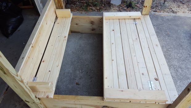 Sand Box W/ Lid That Opens Into Bench and a Canopy 