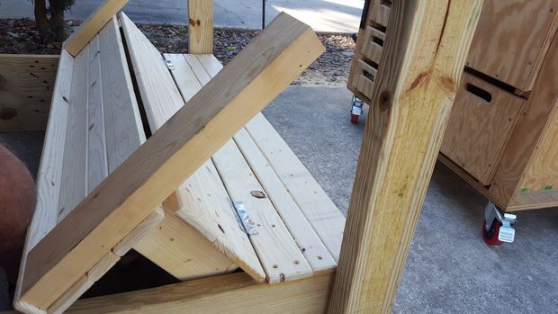 Sand Box W/ Lid That Opens Into Bench and a Canopy 